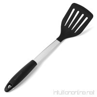 Bizanzzio Slotted Turner - Stainless Steel & Silicone Spatula in Black Cooking Utensil - B01COVQACY